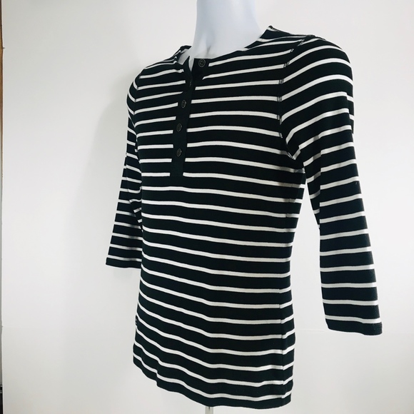 LRL Ralph Lauren Top Womens Medium Black White - Picture 2 of 8